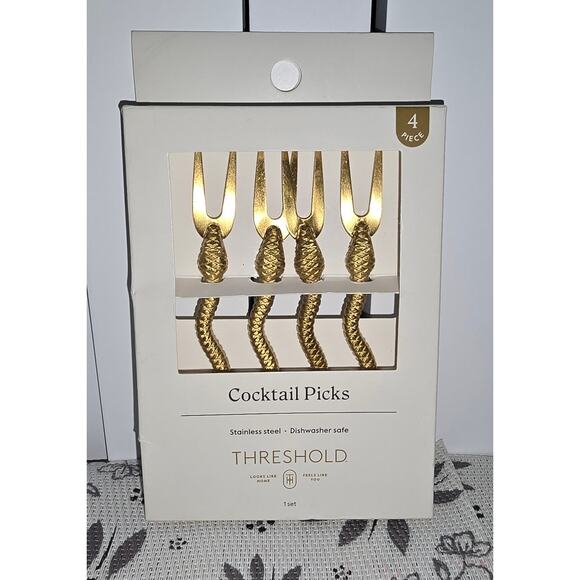 No.2 New Threshold Snake Cocktail Picks – 4pc Gold Stainless Steel - Picture 2 of 7